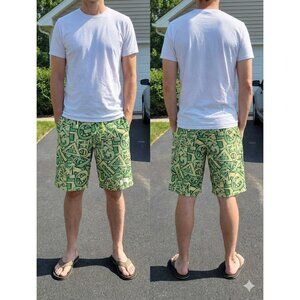 Under Armour Mens Board Shorts Size 28 Green Graffiti HeatGear Swim Trunks